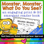 Monsters and Colors ... Rhyming Emergent Reader Book ... What do you see?