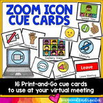 Distance Learning Virtual Meeting Icon Cue Cards for Zoom or Google Meet
