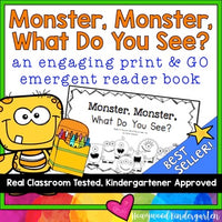 Monsters and Colors ... Rhyming Emergent Reader Book ... What do you see?