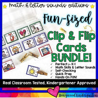 Math AND Letter Sounds Editions: Fun-Sized Clip & Flip Cards BUNDLE!