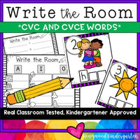 Write the Room .. CVC & CVCE words .. simple, letter & sounds literacy word work