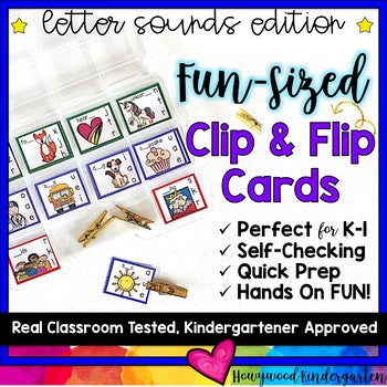 Letter Sounds :Fun-Sized Clip & Flip Cards . Morning Work . Word Work . Stations