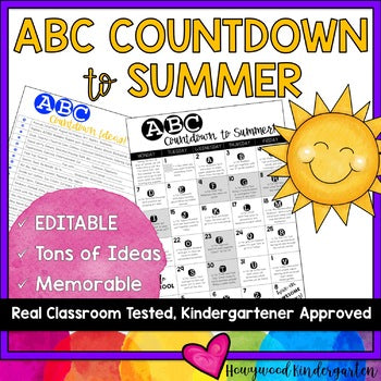 ABC Countdown to Summer HUGE Idea List and EDITABLE Calendar!