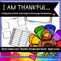 I am Thankful For ... Pack of 5 Print & Go Thanksgiving Activities