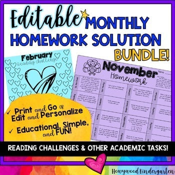 EDITABLE Monthly Homework Solutions BUNDLE!