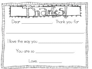 THANK YOU note! Fill in the blank...perfect for K-1! Parents, Volunteers, etc!