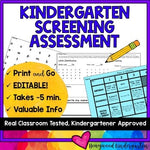 Kindergarten Screening Assessment for Summer or Beginning of the Year