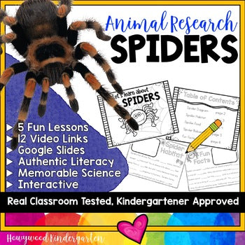 Spiders . 5 days of engaging animal research w/ video links, literacy, science