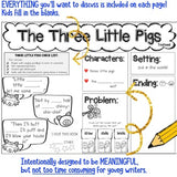 Three Little Pigs Story Element Journals ... pages for 10 story variations!