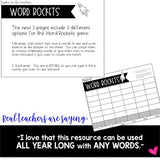 Word Rockets Spelling or Sight Word Work for ANY Words . Use All Year . SIMPLE.