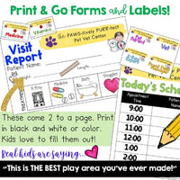 Vet Clinic Dramatic Play Center Printables: Real  X-rays, Forms, Labels, Nametags, etc. for Veterinarian Dramatic Play