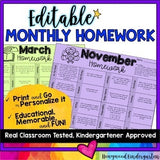EDITABLE Monthly Homework Solutions BUNDLE!