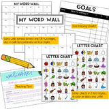 WRITING FOLDER TOOL KIT ... letter charts, goals, word walls, story ideas