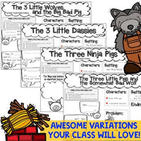 Three Little Pigs Story Element Journals ... pages for 10 story variations!