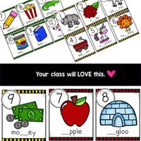Write the Room Year Long Literacy Centers Bundle: Letters, Sounds, CVC Words, Halloween, Christmas, Valentine’s Day, & more
