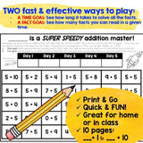 Addition Fact Fluency Math Game : PERFECT for distance learning, homework, FUN!