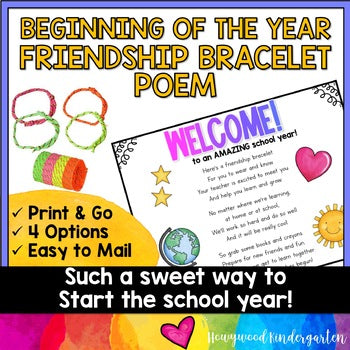Beginning of the Year Friendship Bracelet Poem | simple, sweet gift | mail it