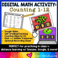 Digital Math Activity COUNTING OBJECTS for Google Seesaw Distance Hybrid & MORE!