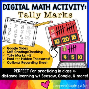 Digital Math Activity COUNTING TALLY MARKS for Google Seesaw Distance Hybrid