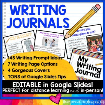 EDITABLE WRITING JOURNAL * Google Slides * 145 Prompts * Distance Learning * FUN
