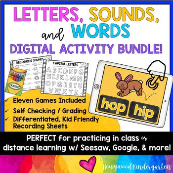 Letters, Sounds, and CVC Words Digital Activities BUNDLE for any device!