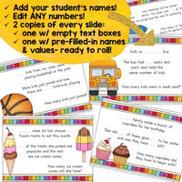 Math Story / Word Problems * EDITABLE & FUN to Personalize in Google * ALL Ages