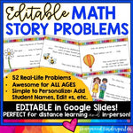 Math Story / Word Problems * EDITABLE & FUN to Personalize in Google * ALL Ages