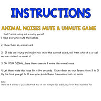 Mute / Unmute Animal Sounds Game for Virtual Meetings on Zoom or Google