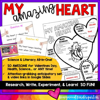 Valentines Day : My Amazing Heart Science Research, Health & Literacy All-in-One
