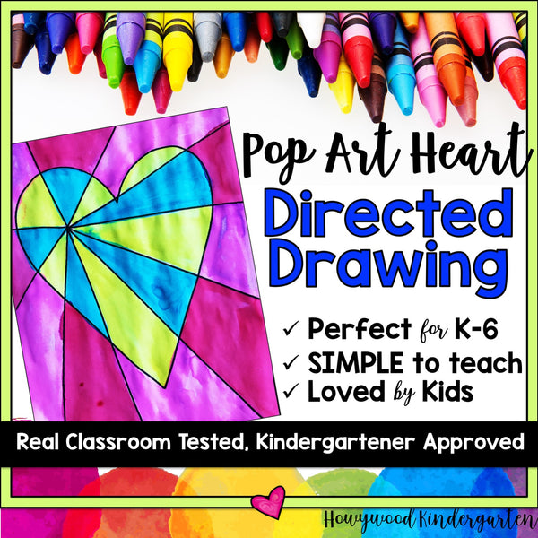Pop Art Heart Directed Drawing - Valentine's Day and MORE!