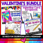 VALENTINES DAY BUNDLE : DIRECTED DRAWING , SCRAPBOOK, SCIENCE, WORD SEARCH