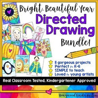 Directed Drawing for Kindergarten-2nd Grade Seasonal Bundle - Turkey, Reindeer, Valentine’s Day, etc. Easy Art Projects
