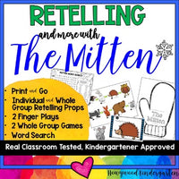 The Mitten : Retelling ...& MORE: finger plays, games, & word search!