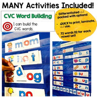 CVC Activities for the Pocket Chart, Table, & Floor! Build, Read, Write, Match