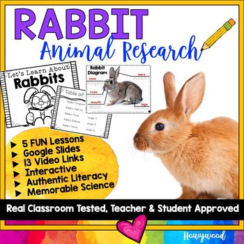 RABBITS . 5 days of FUN animal research w/ video links, literacy, science