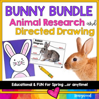 Bunny BUNDLE : animal research (writing, literacy, science) & directed drawing
