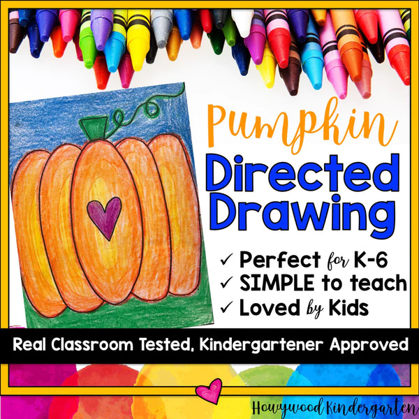 Pumpkin Directed Drawing Easy Art Project for Halloween, Fall, or October