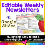 Weekly Classroom Newsletter Templates Editable Google Slides to Print or Share Digitally